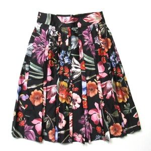 J. Crew Pink and Orange Pleated Midi Skirt